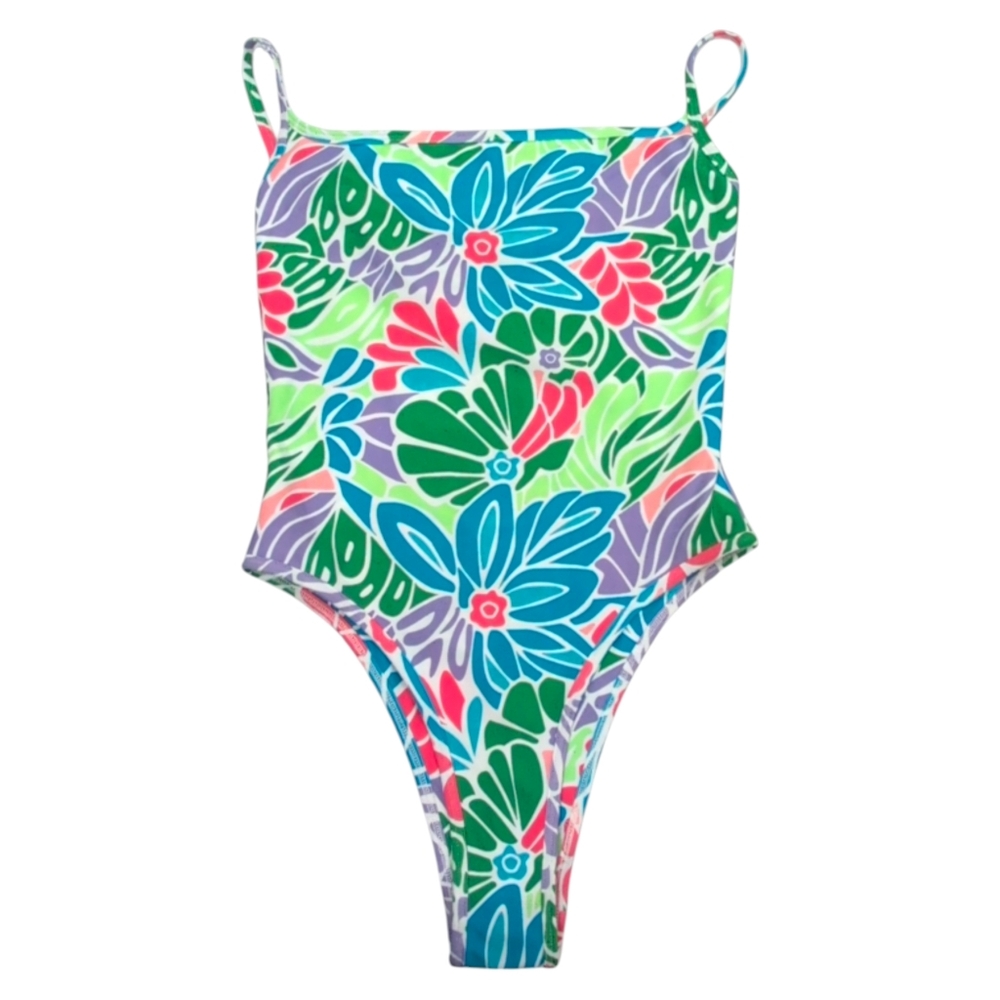 NWT Riot Swim Theo Pne Piece Swimsuit Aqua Floral Xs